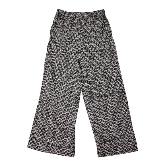 Sm Wardrobe Pants - Resort Boho Black White Geometric Diamond Print Wide Leg Pants M NEW SM Wardrobe